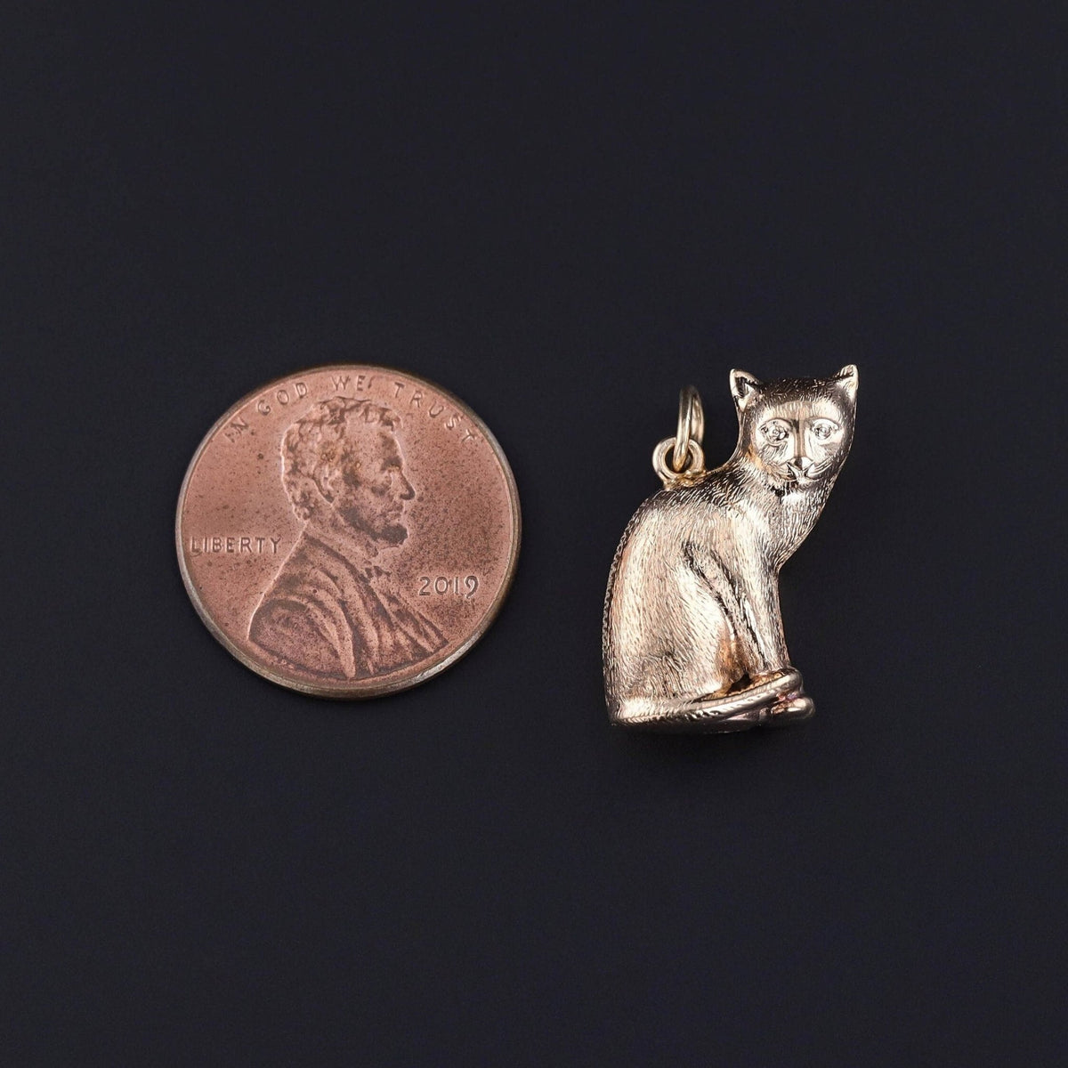 Vintage Cat Charm of 14k Gold - Trademark Antiques