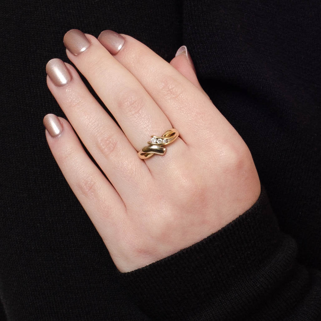 Vintage Channel Set Diamond Ring 10k White and Yellow Gold - Trademark Antiques