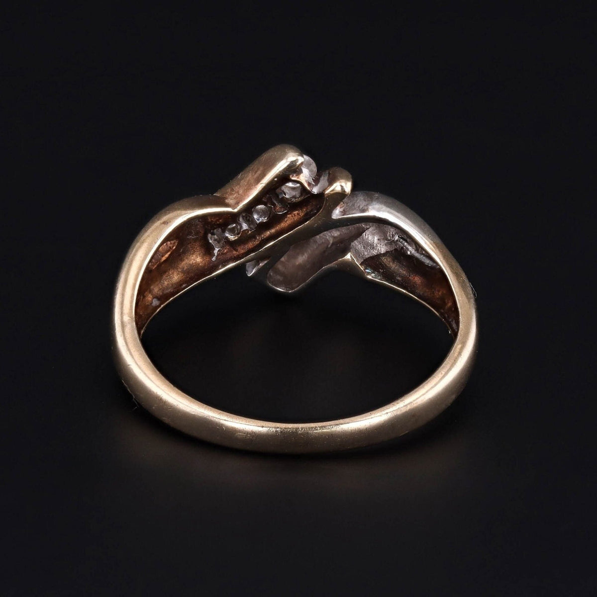 Vintage Channel Set Diamond Ring 10k White and Yellow Gold - Trademark Antiques