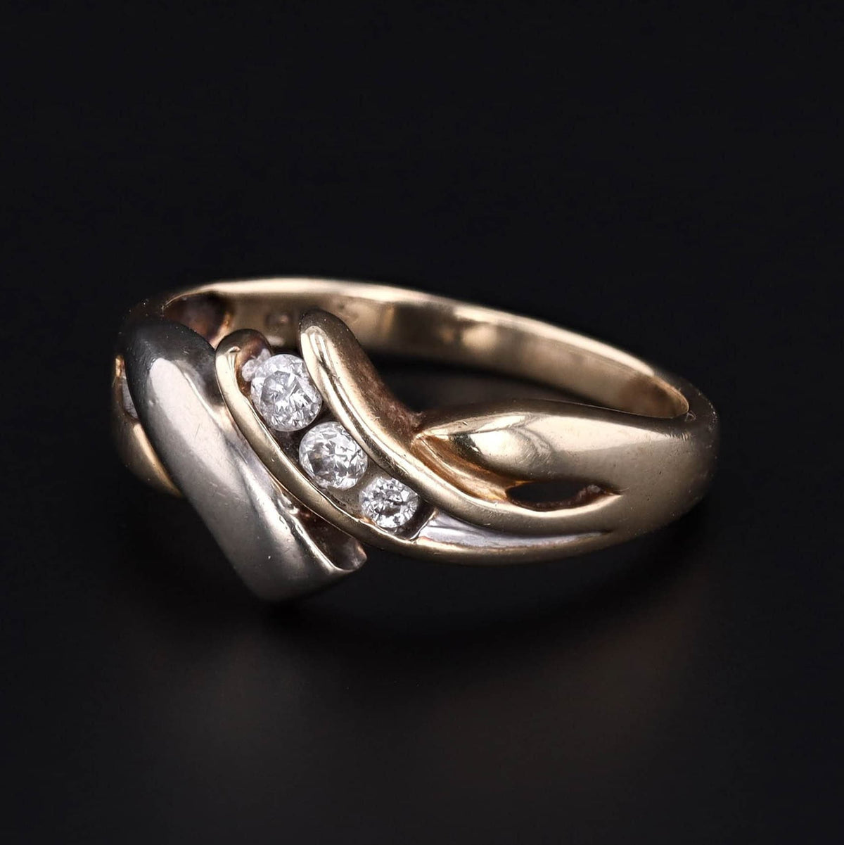 Vintage Channel Set Diamond Ring 10k White and Yellow Gold - Trademark Antiques