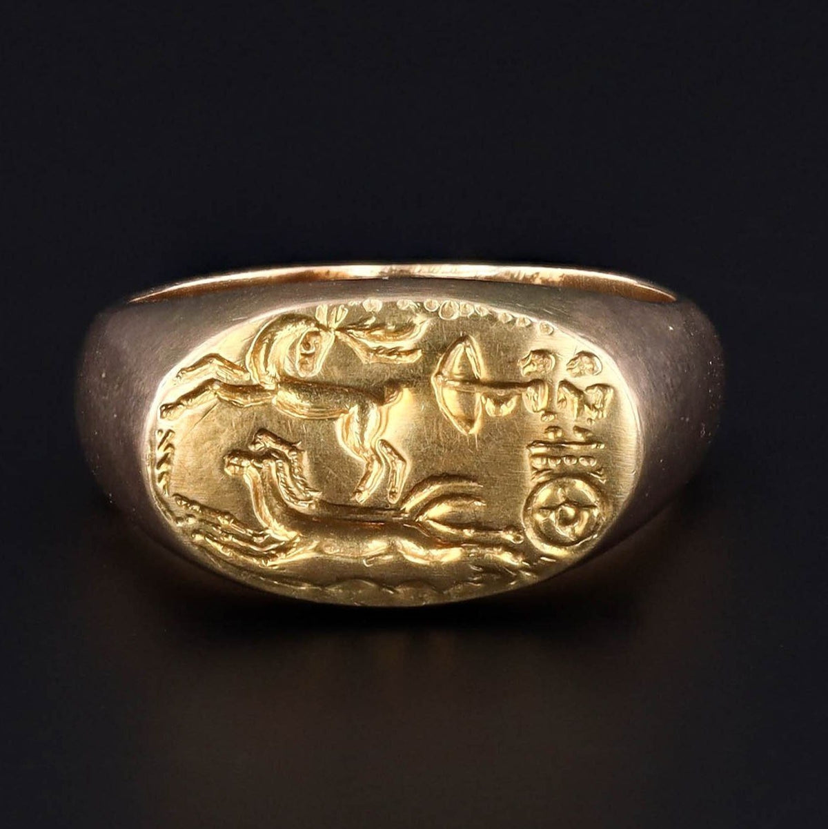 Vintage Charioteer Ring | 18k Gold Ring - Trademark Antiques