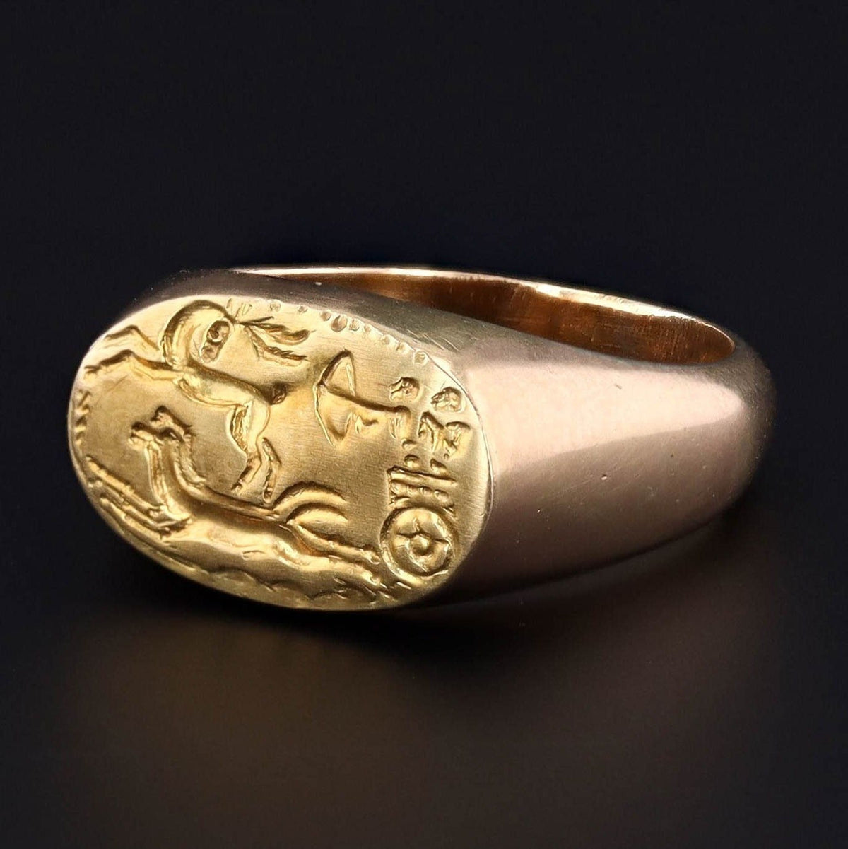 Vintage Charioteer Ring | 18k Gold Ring - Trademark Antiques