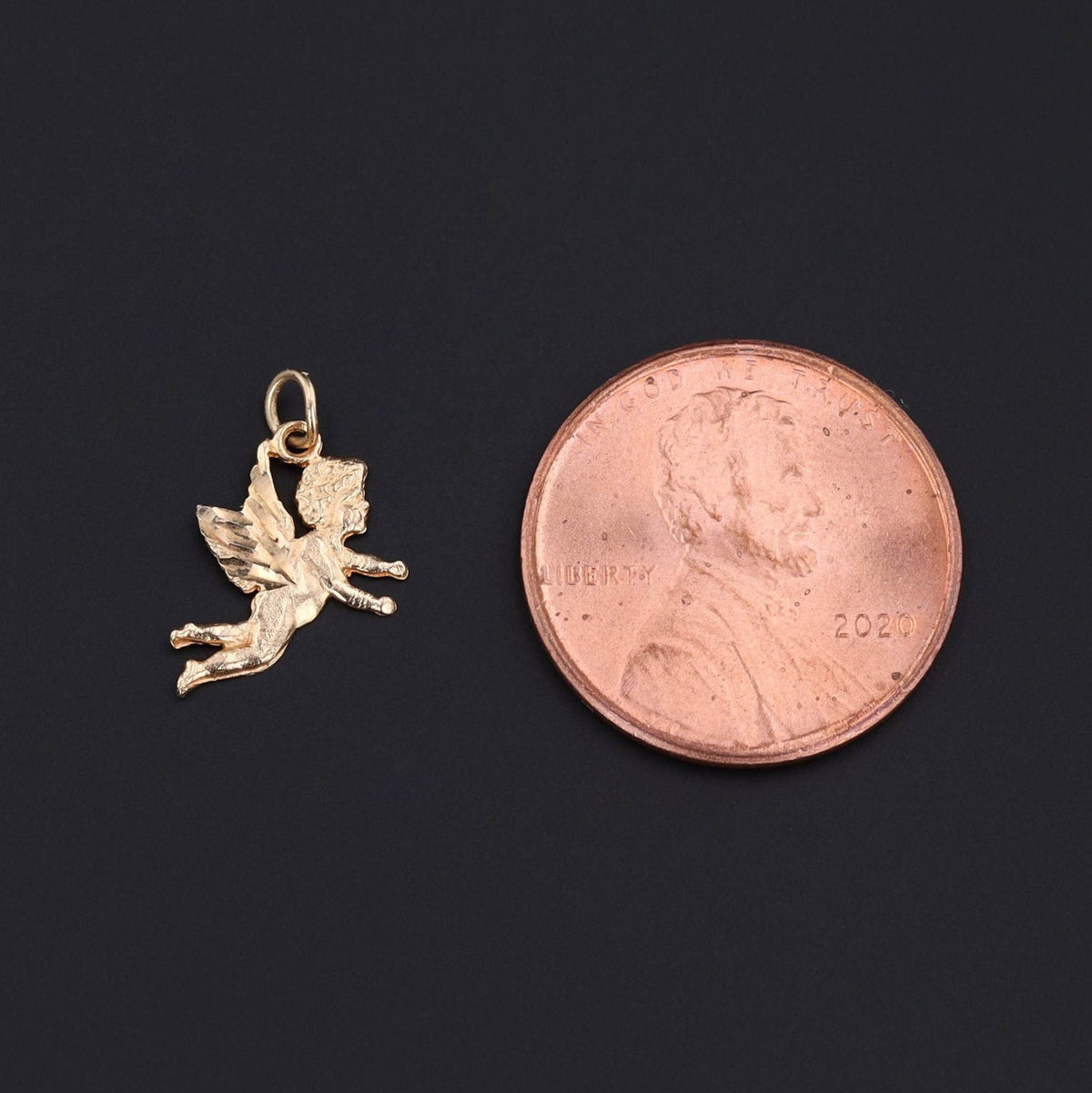 Vintage Cherub Charm | 14k Gold Charm - Trademark Antiques