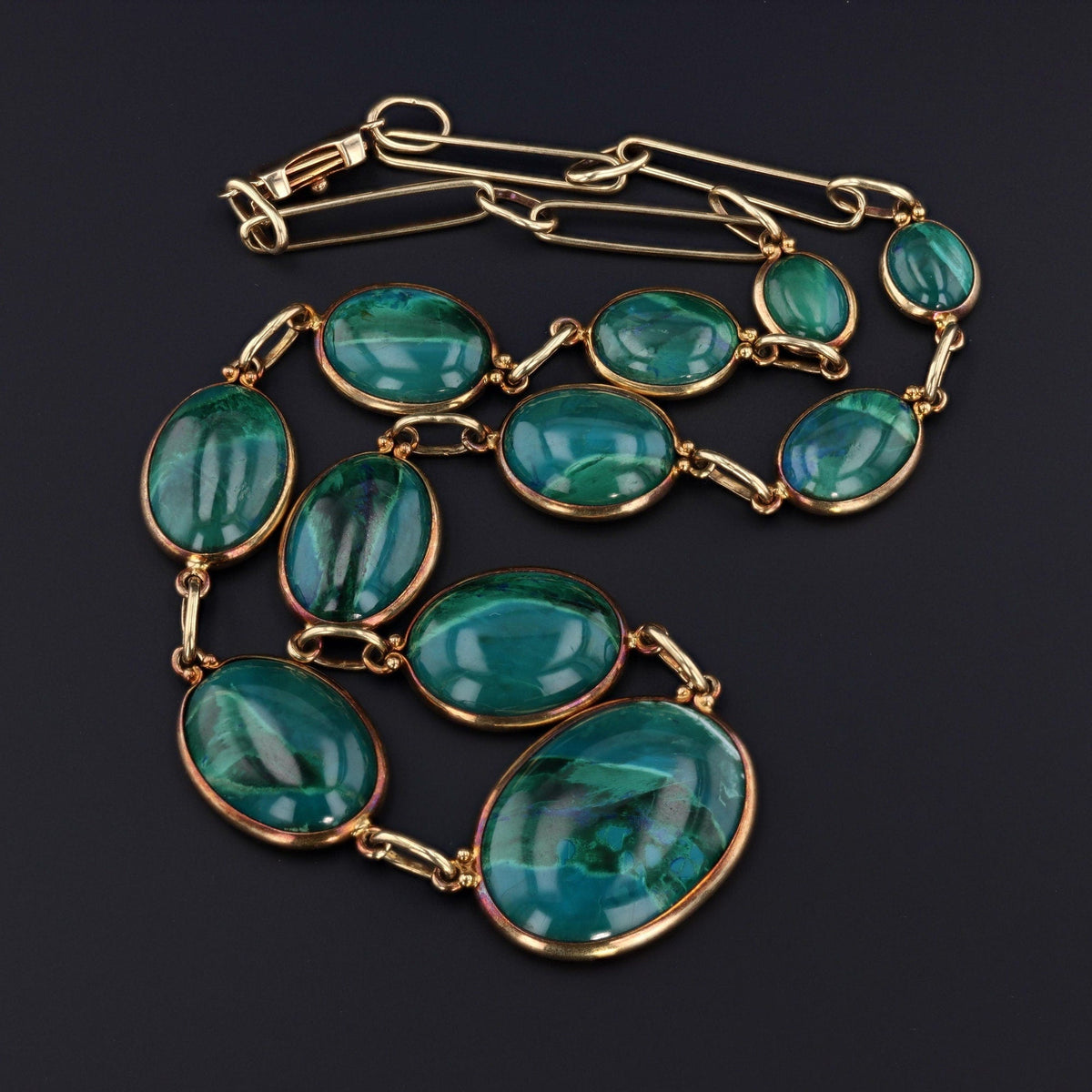 Vintage Chrysocolla Necklace of 14k Gold - Trademark Antiques