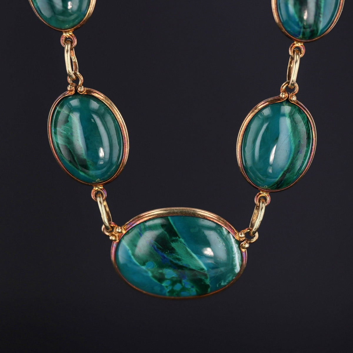 Vintage Chrysocolla Necklace of 14k Gold - Trademark Antiques