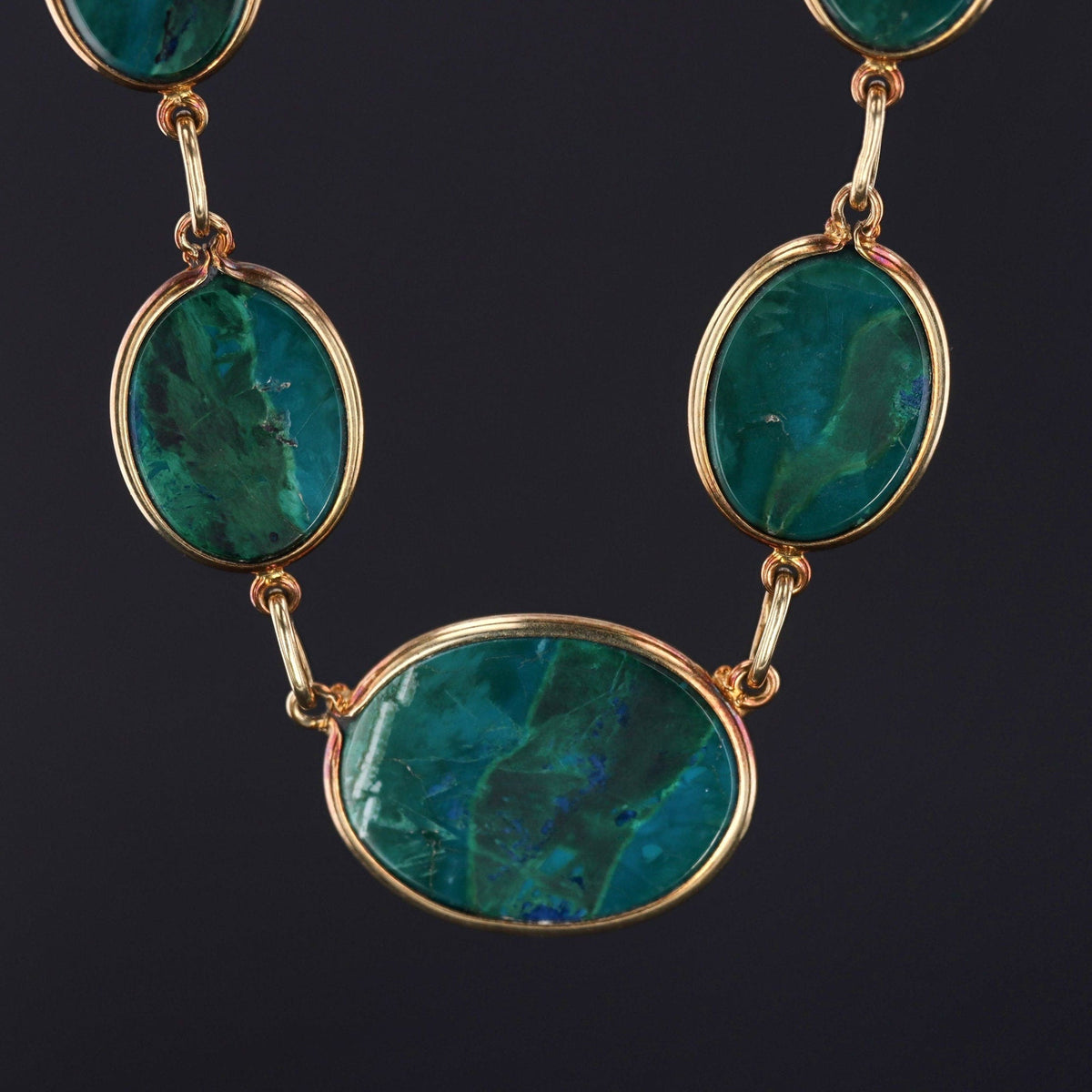Vintage Chrysocolla Necklace of 14k Gold - Trademark Antiques