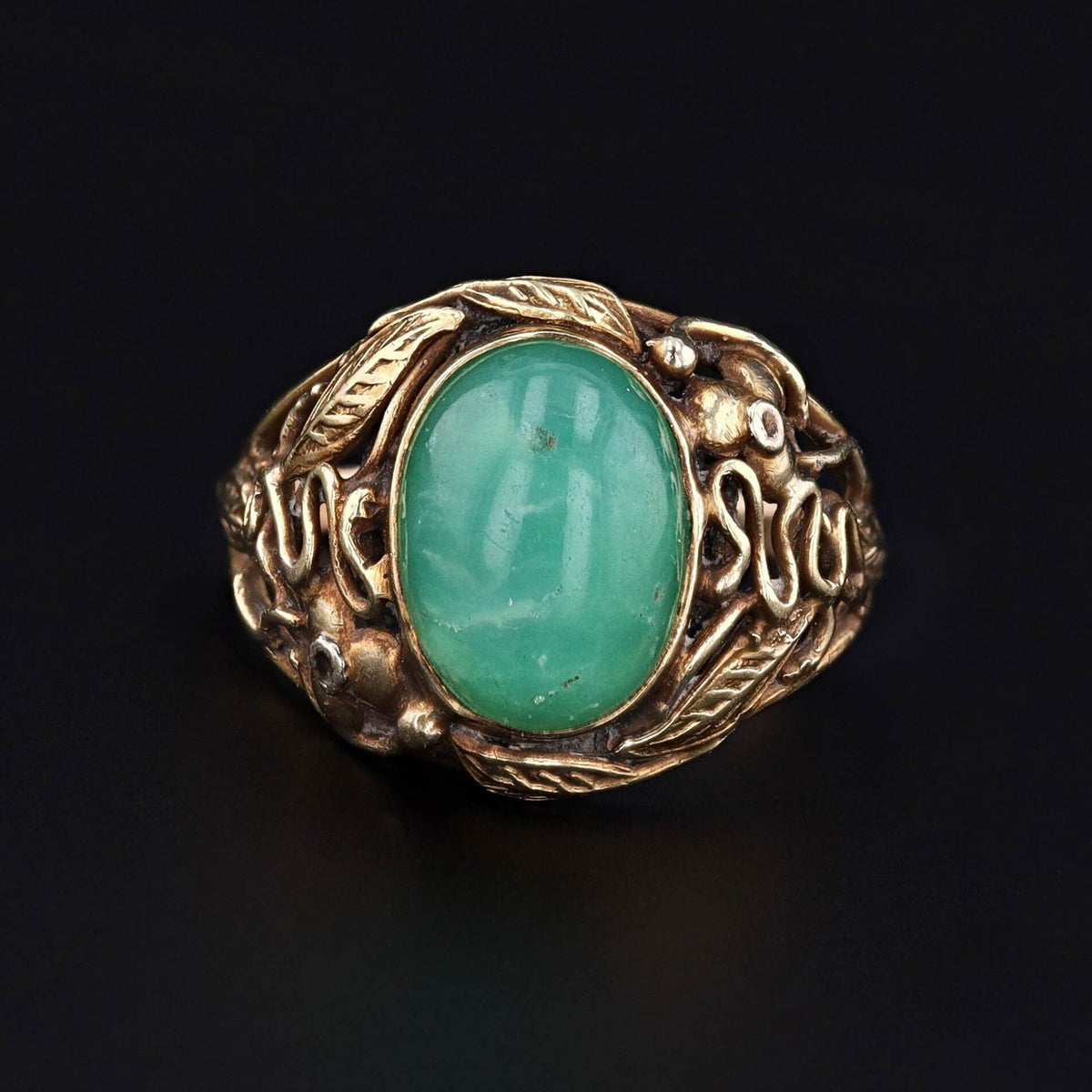 Vintage Chrysoprase Ring of 14k Gold - Trademark Antiques