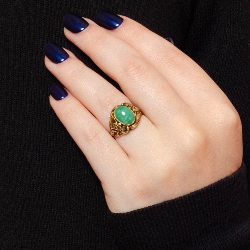 Vintage Chrysoprase Ring of 14k Gold - Trademark Antiques