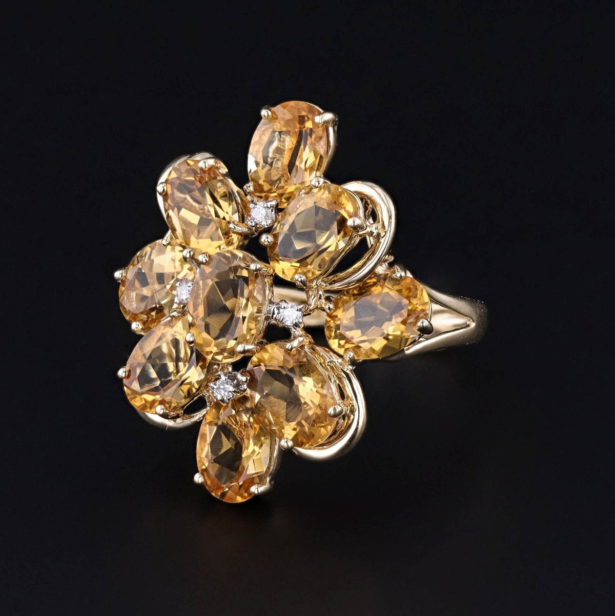 Vintage Citrine Cocktail Ring of 14k Gold - Trademark Antiques