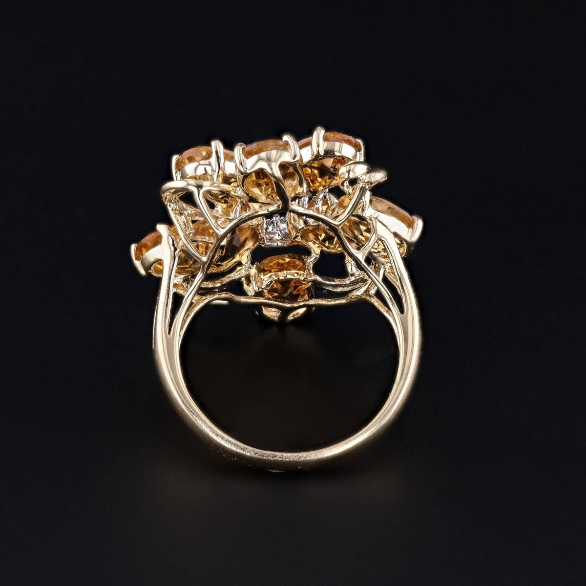 Vintage Citrine Cocktail Ring of 14k Gold - Trademark Antiques