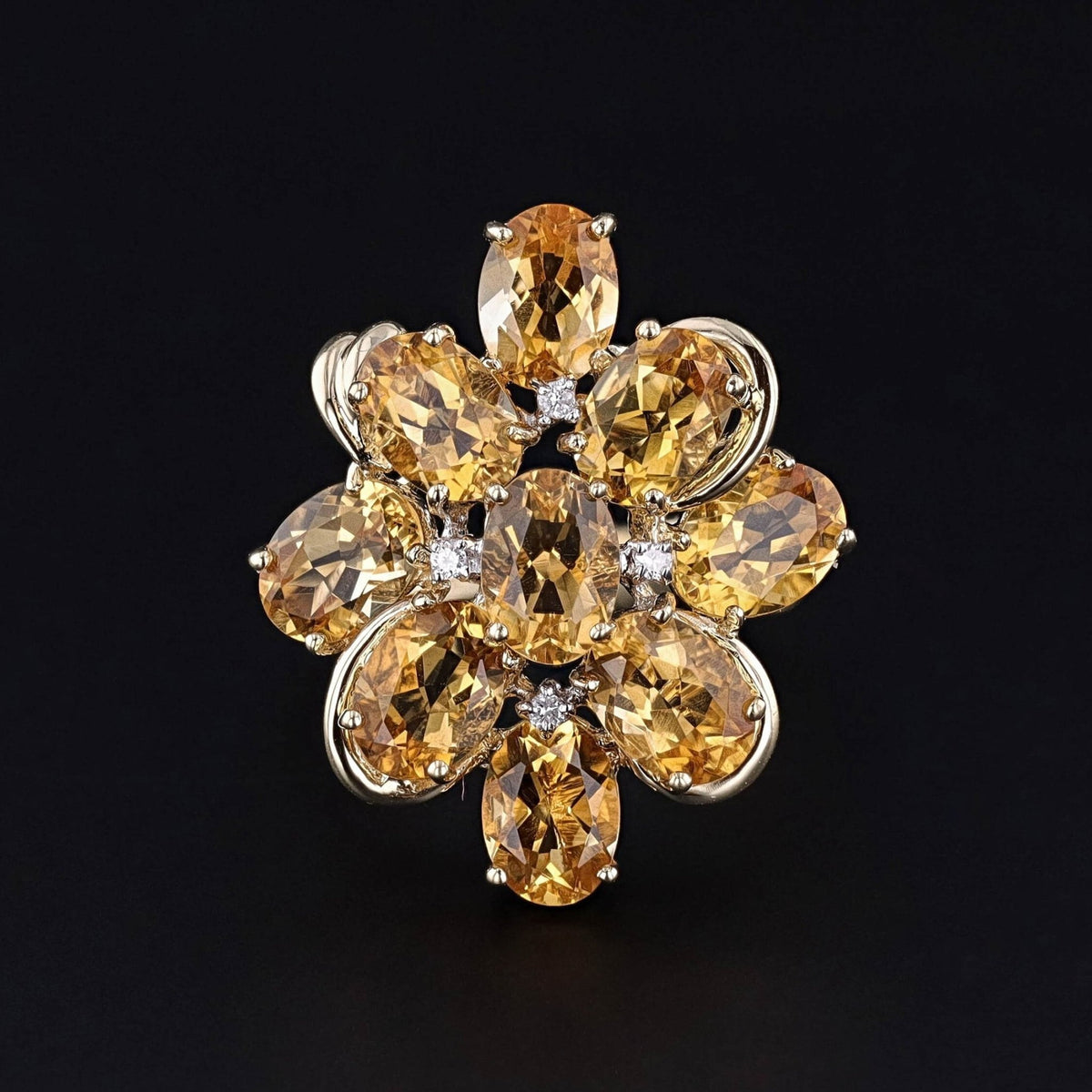 Vintage Citrine Cocktail Ring of 14k Gold - Trademark Antiques