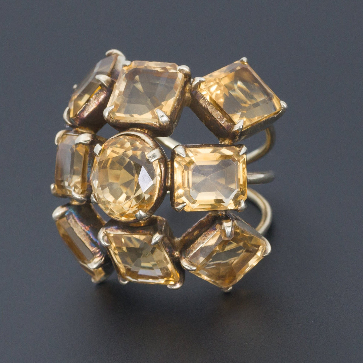 Vintage Citrine Statement Ring | Large Citrine Ring - Trademark Antiques