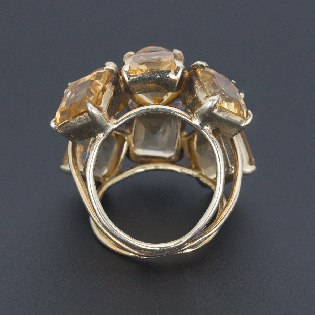 Vintage Citrine Statement Ring | Large Citrine Ring - Trademark Antiques