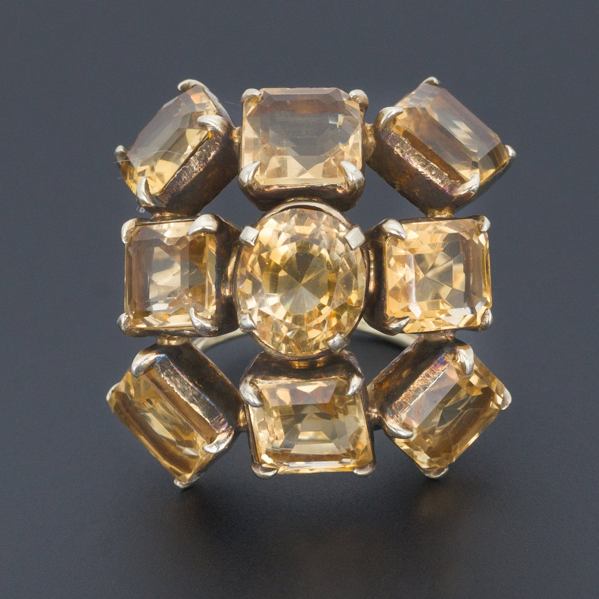 Vintage Citrine Statement Ring | Large Citrine Ring - Trademark Antiques