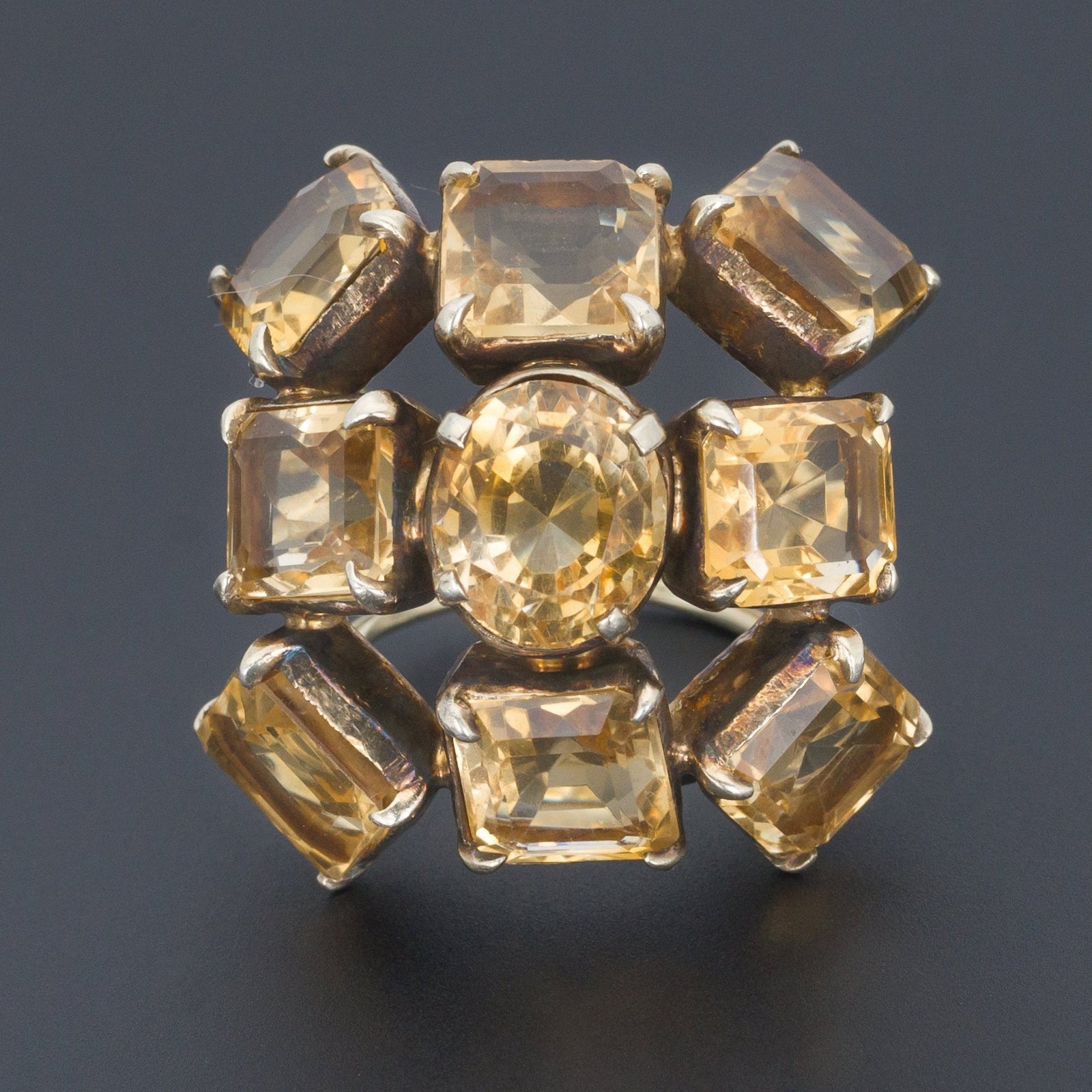 Vintage Citrine Statement Ring | Large Citrine Ring - Trademark Antiques