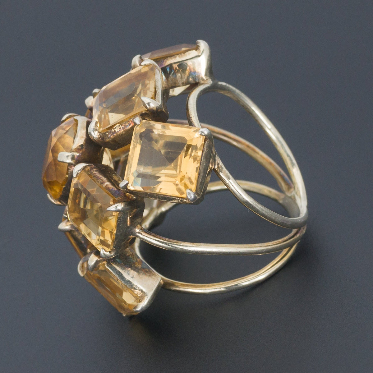 Vintage Citrine Statement Ring | Large Citrine Ring - Trademark Antiques
