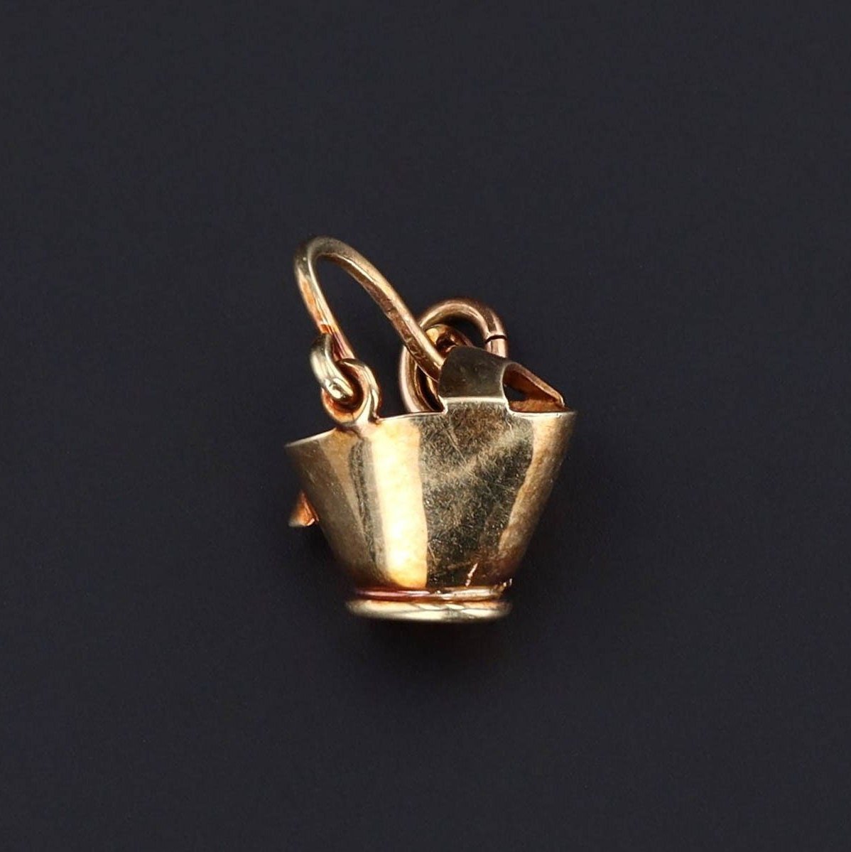 Vintage Coal Bucket Moveable Charm of 14k Gold - Trademark Antiques