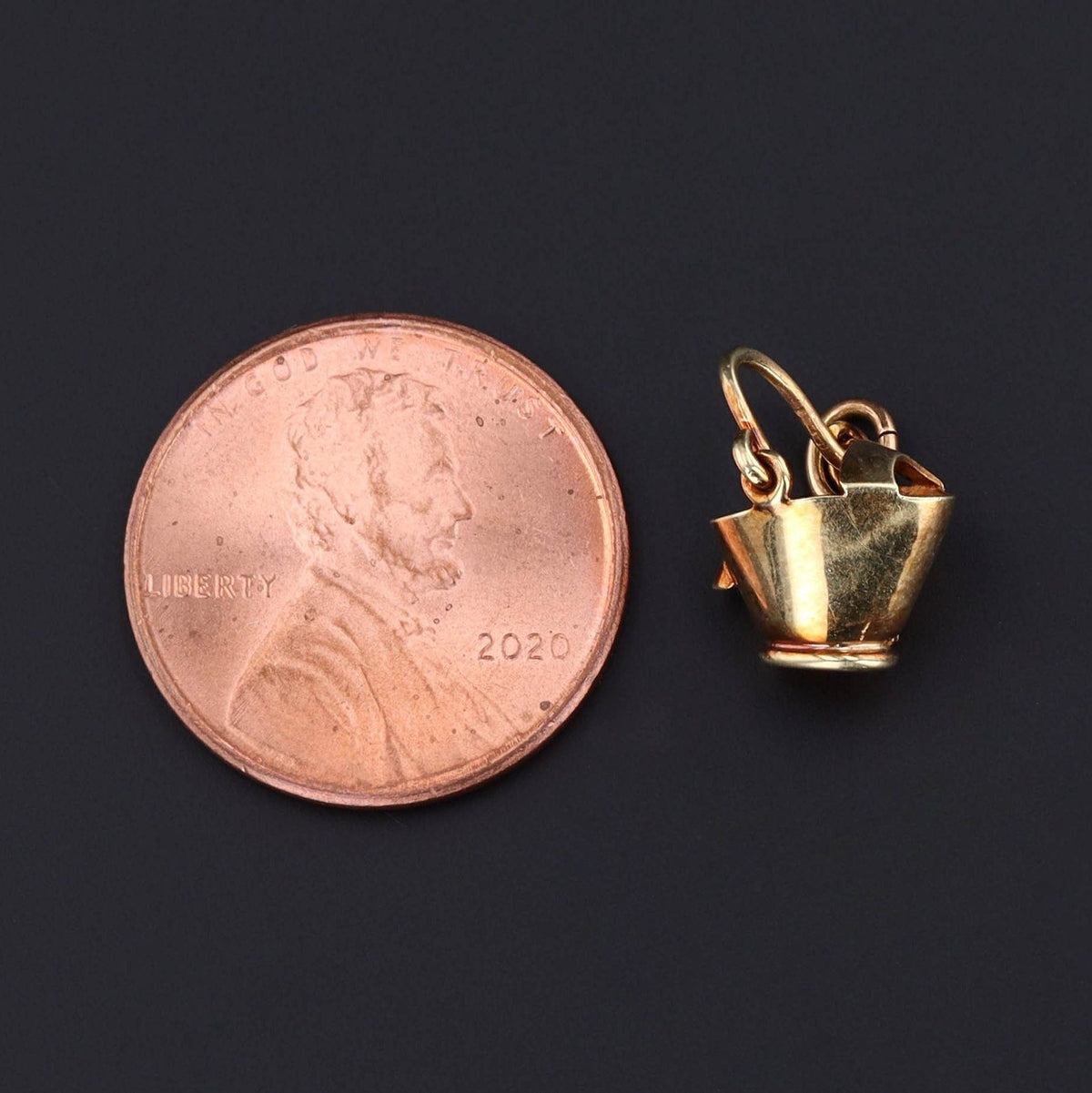 Vintage Coal Bucket Moveable Charm of 14k Gold - Trademark Antiques