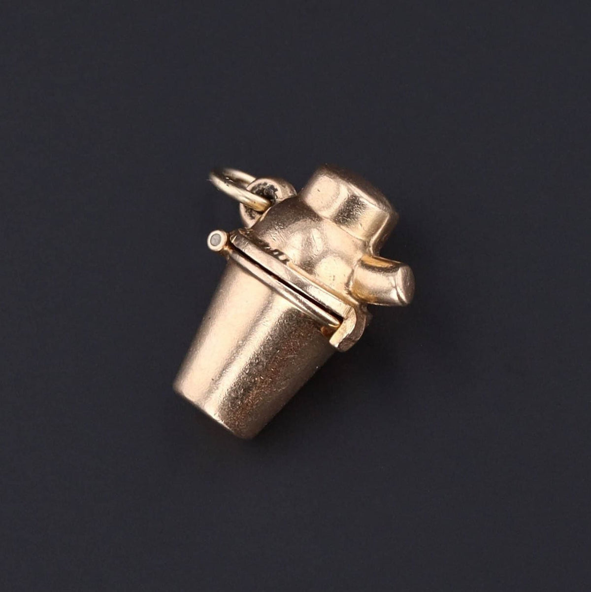 Vintage Cocktail Shaker Charm | Gold Cocktail Shaker with Devil Charm - Trademark Antiques
