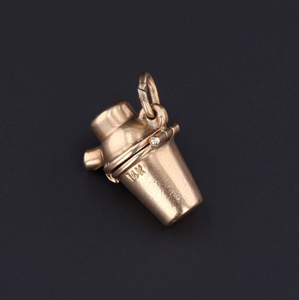Vintage Cocktail Shaker Charm | Gold Cocktail Shaker with Devil Charm - Trademark Antiques