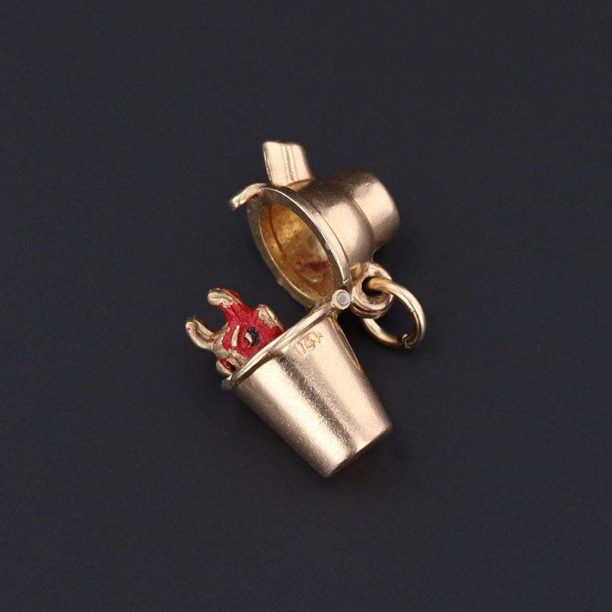Vintage Cocktail Shaker Charm | Gold Cocktail Shaker with Devil Charm - Trademark Antiques