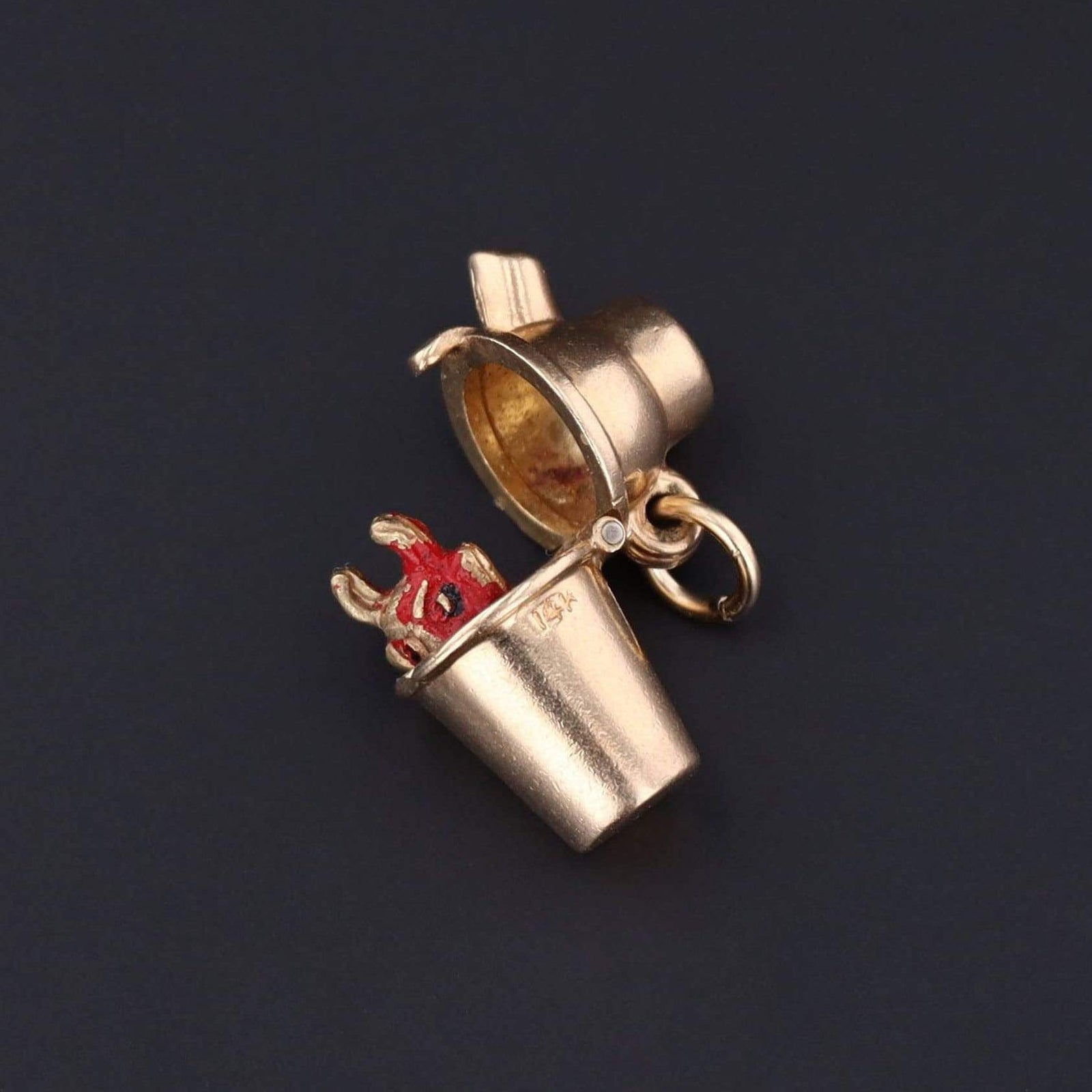 Vintage Cocktail Shaker Charm | Gold Cocktail Shaker with Devil Charm - Trademark Antiques