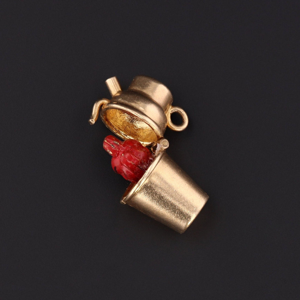 Vintage Cocktail Shaker Charm | Gold Cocktail Shaker with Devil Charm - Trademark Antiques