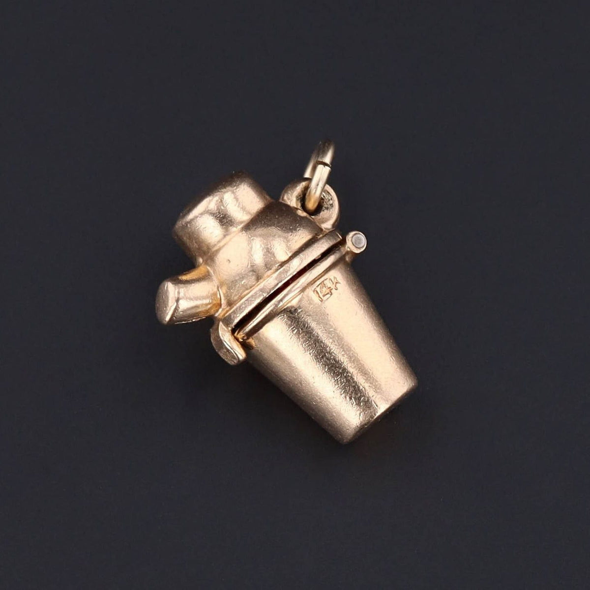 Vintage Cocktail Shaker Charm | Gold Cocktail Shaker with Devil Charm - Trademark Antiques