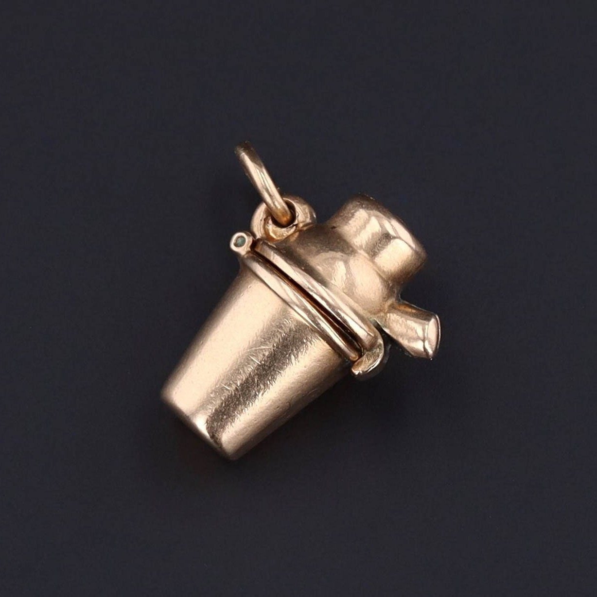 Vintage Cocktail Shaker Charm | Gold Cocktail Shaker with Devil Charm - Trademark Antiques