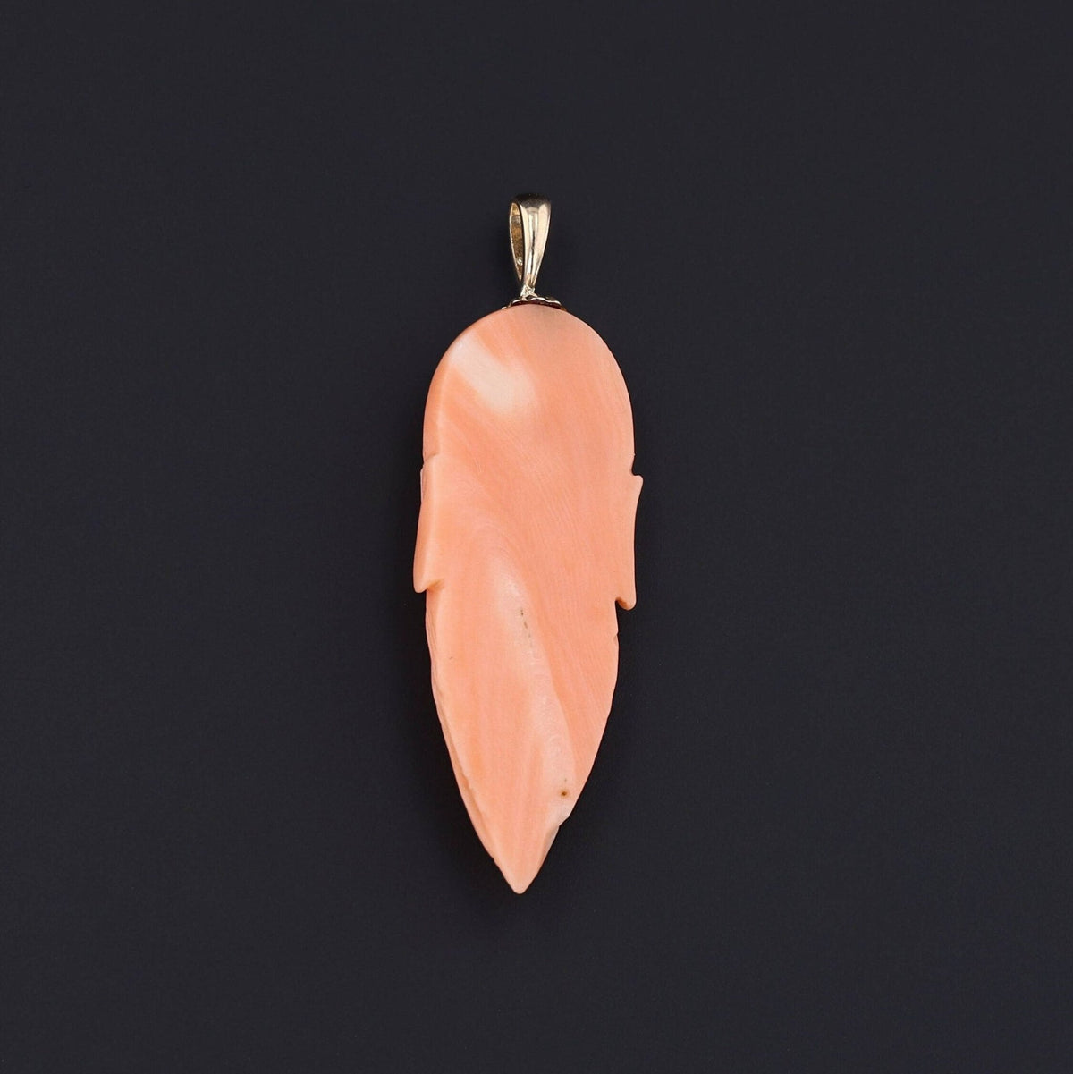 Vintage Coral Face Pendant of 14k Gold - Trademark Antiques