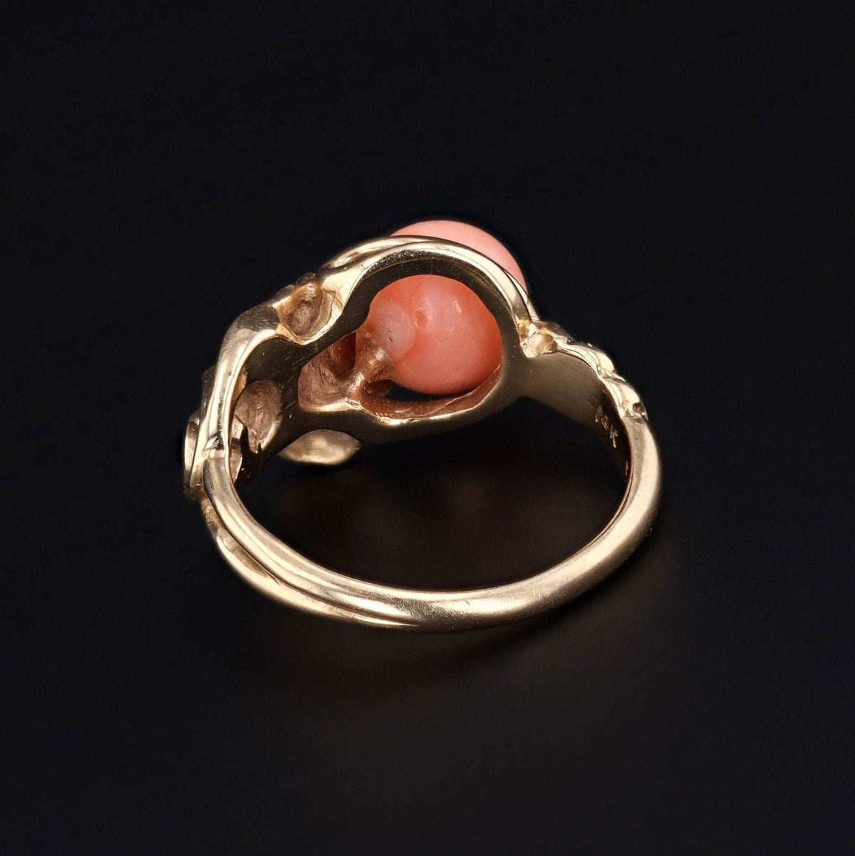Vintage Coral Leaf Ring of 14k Gold - Trademark Antiques