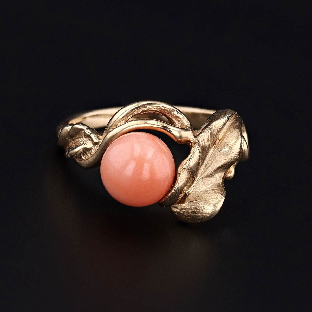 Vintage Coral Leaf Ring of 14k Gold - Trademark Antiques