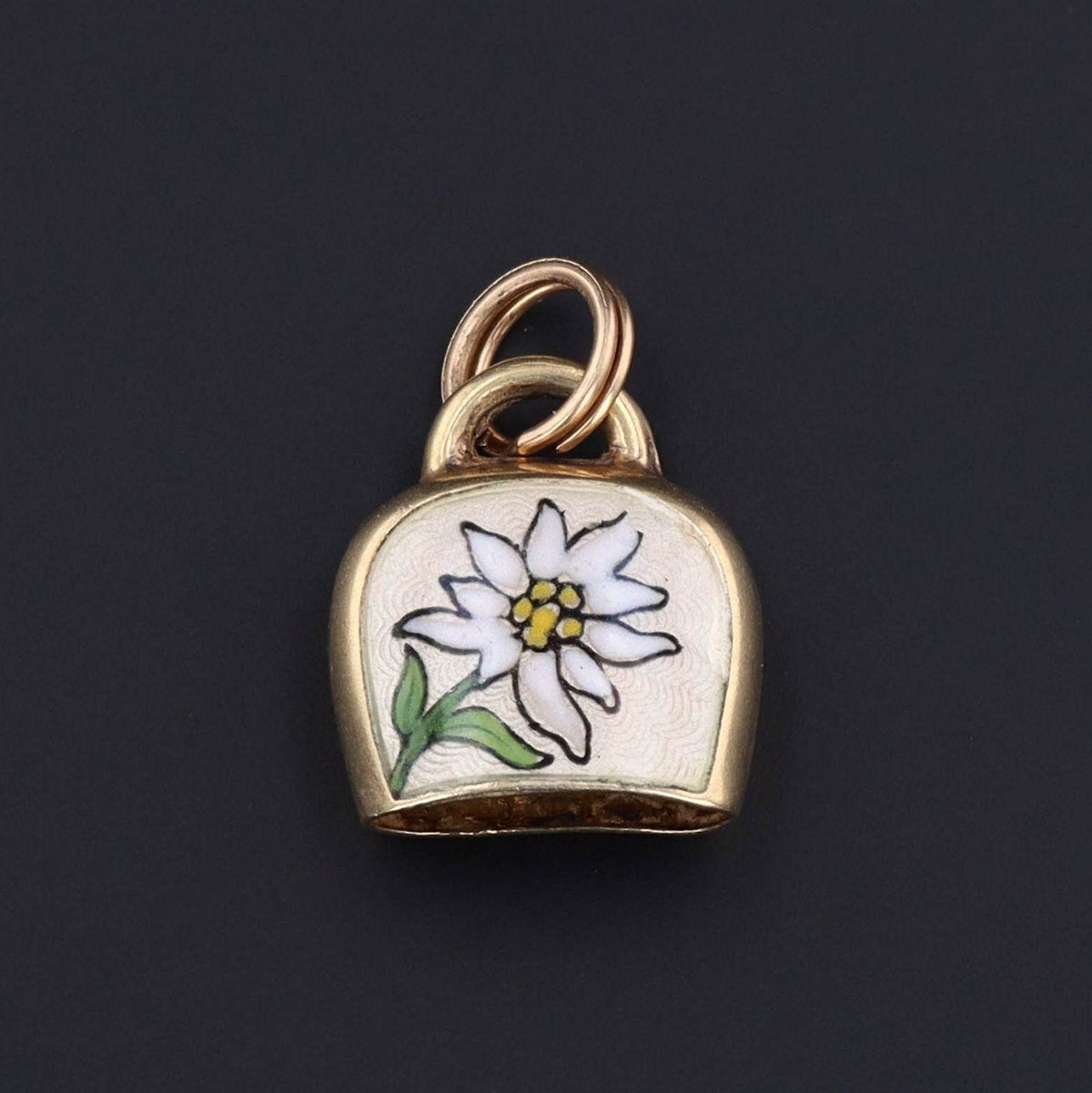 Vintage Cow Bell Charm | 14k Gold Charm - Trademark Antiques