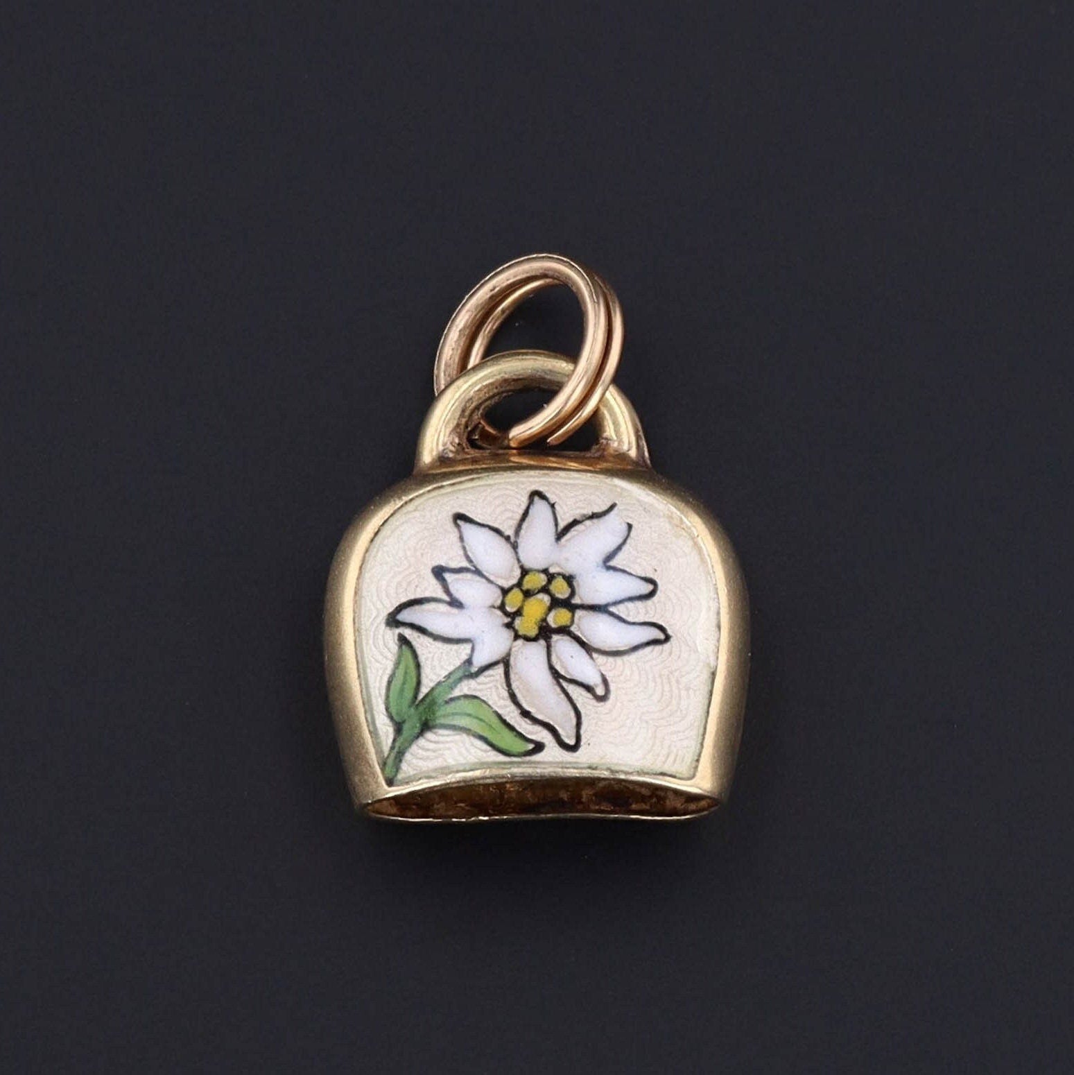 Vintage Cow Bell Charm | 14k Gold Charm - Trademark Antiques