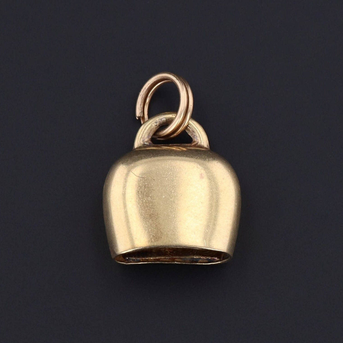 Vintage Cow Bell Charm | 14k Gold Charm - Trademark Antiques
