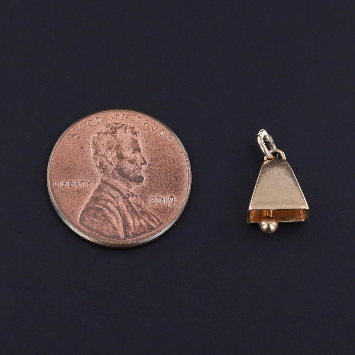 Vintage Cow Bell Charm of 14k Gold - Trademark Antiques
