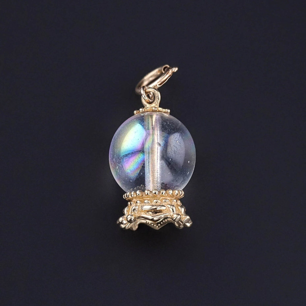 Vintage Crystal Ball Charm of 14k Gold - Trademark Antiques