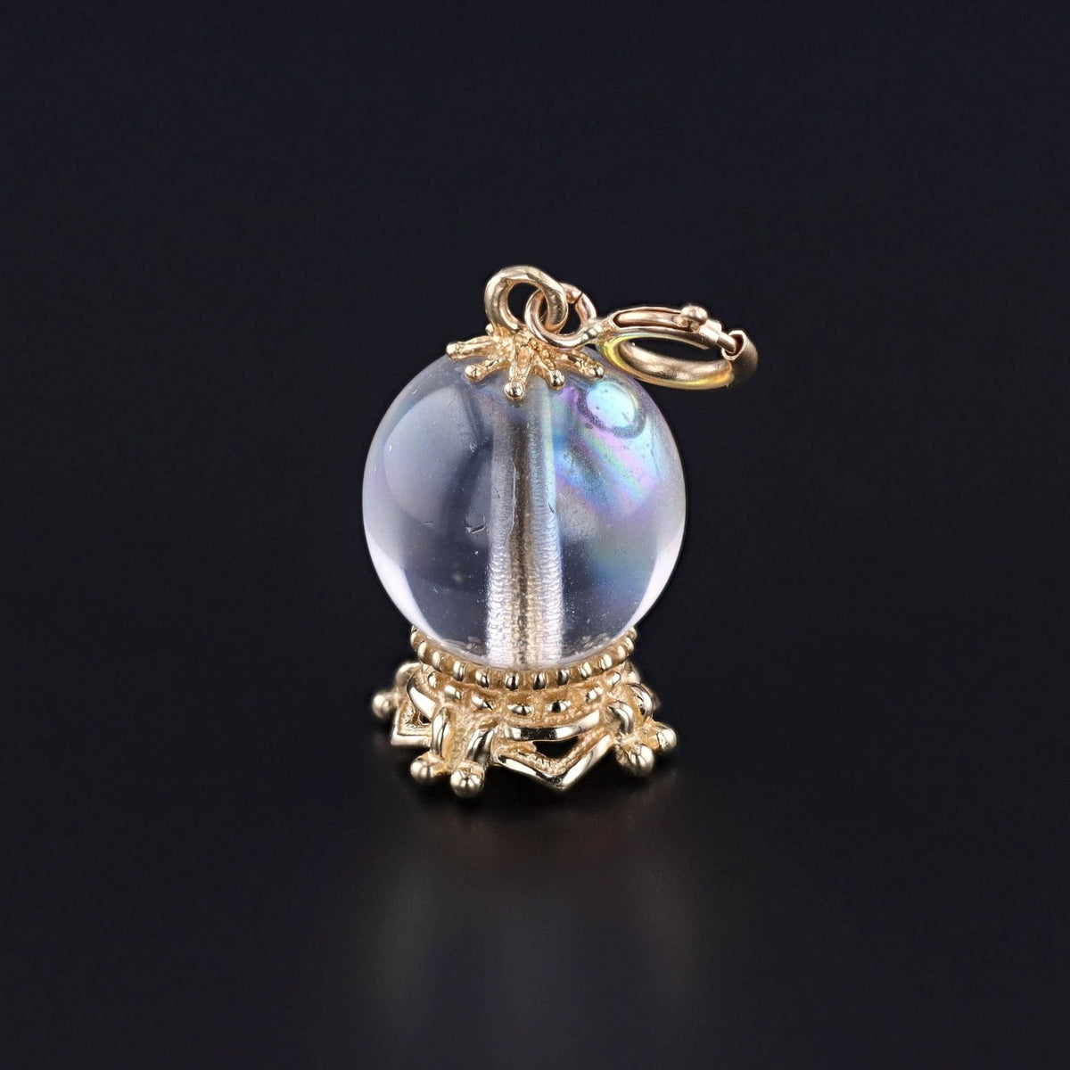 Vintage Crystal Ball Charm of 14k Gold - Trademark Antiques