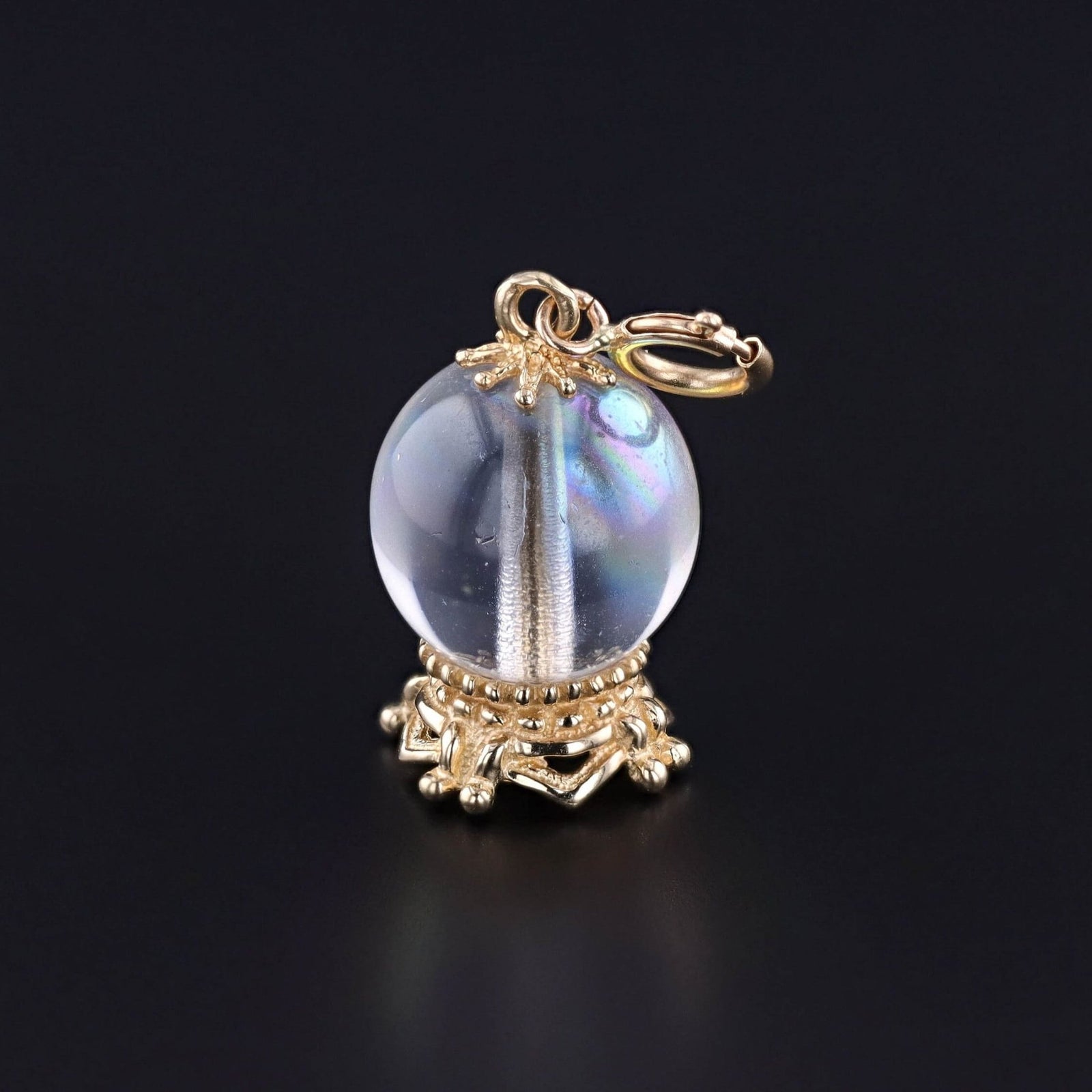 Vintage Crystal Ball Charm of 14k Gold - Trademark Antiques