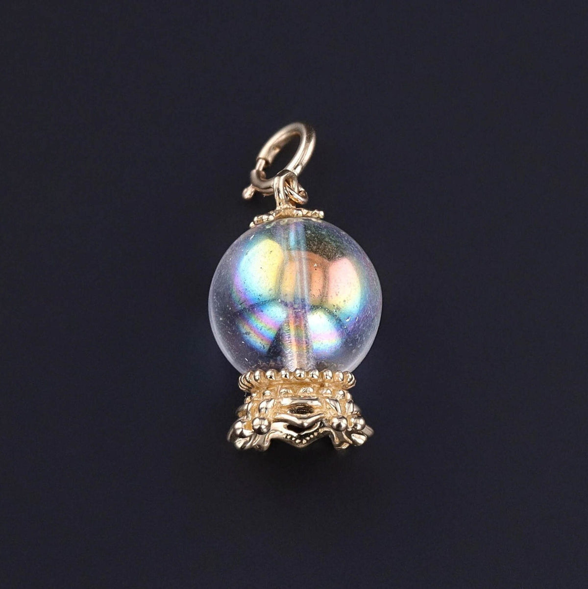 Vintage Crystal Ball Charm of 14k Gold - Trademark Antiques