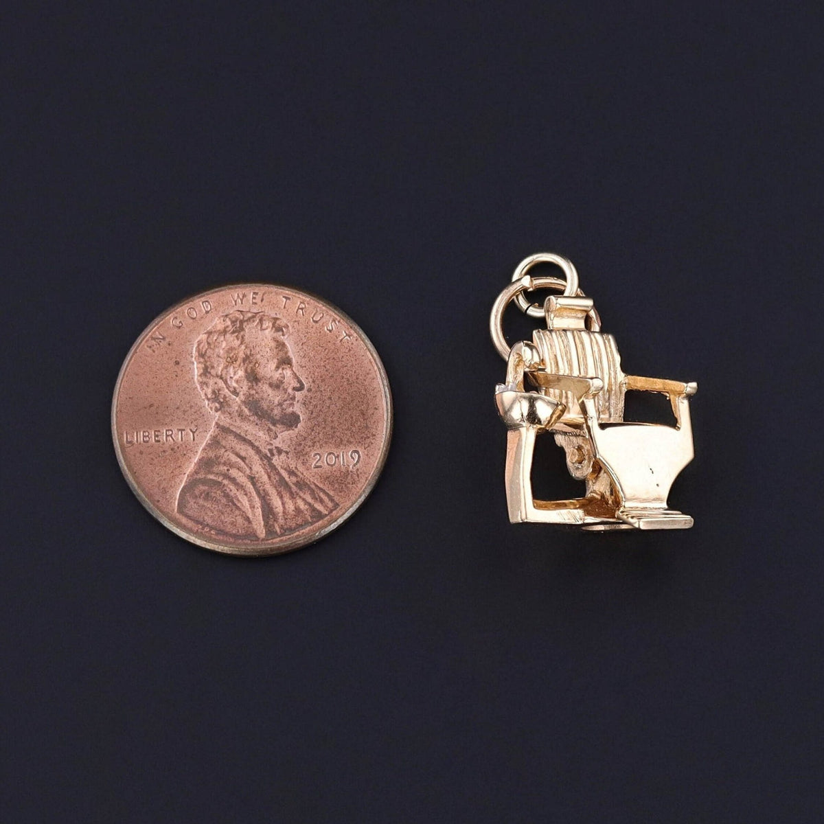 Vintage Dental Chair Charm of 14k Gold - Trademark Antiques