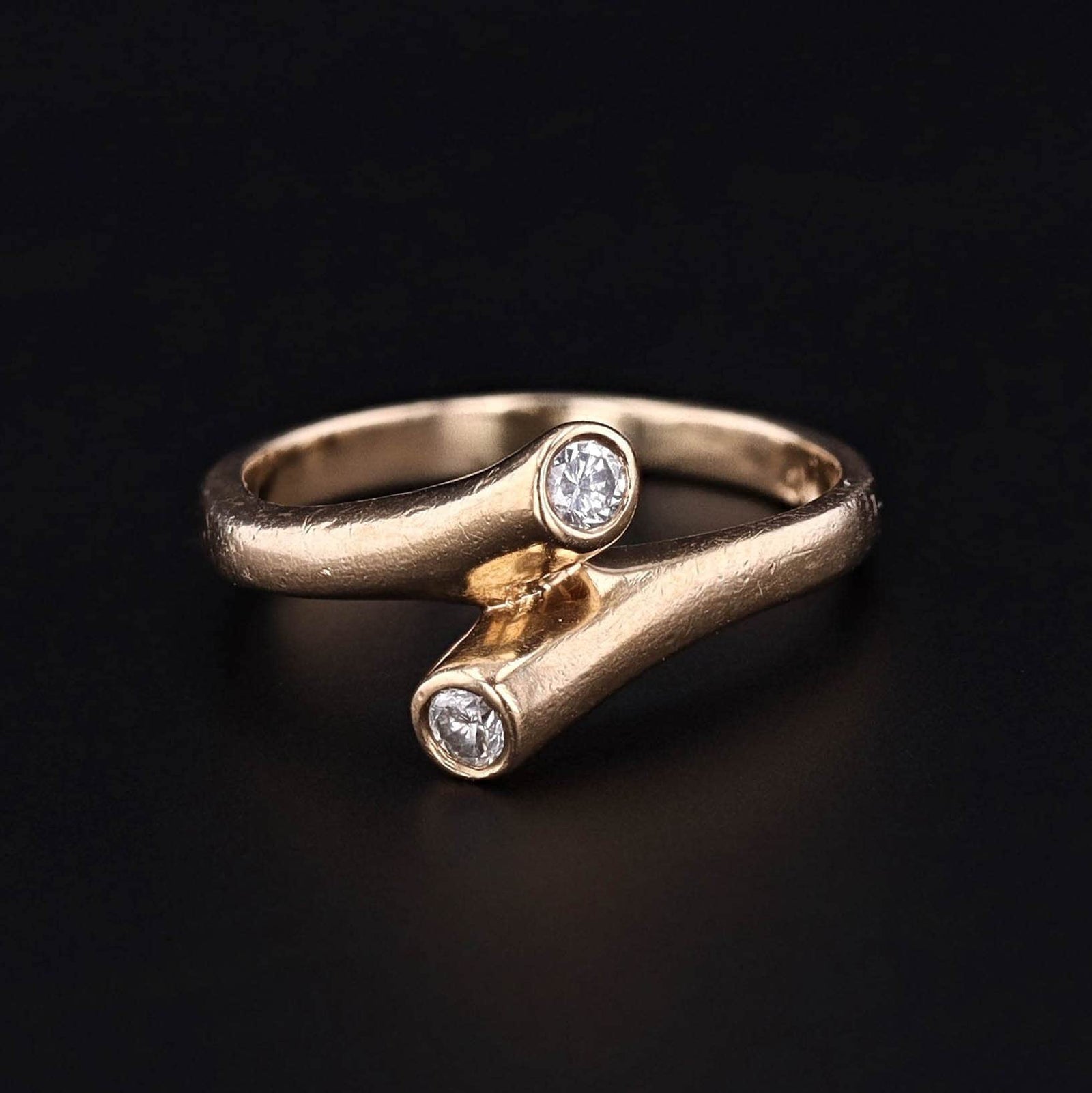 Vintage Diamond and 14k Gold Bypass Ring - Trademark Antiques