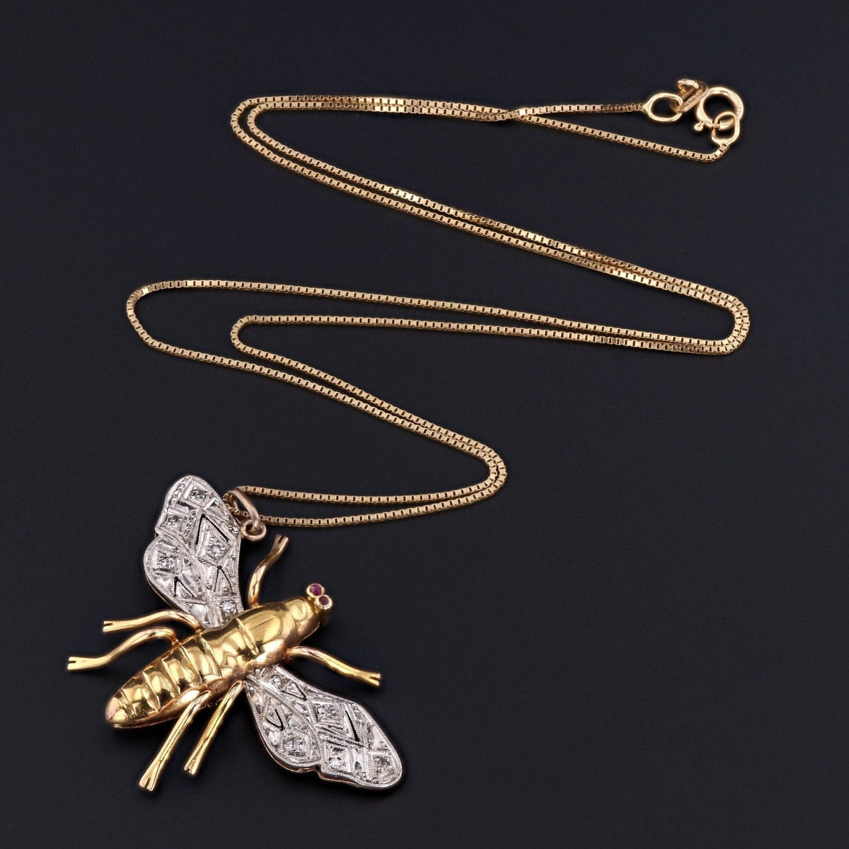 Vintage Diamond Bee Conversion Pendant of 14k Gold - Trademark Antiques