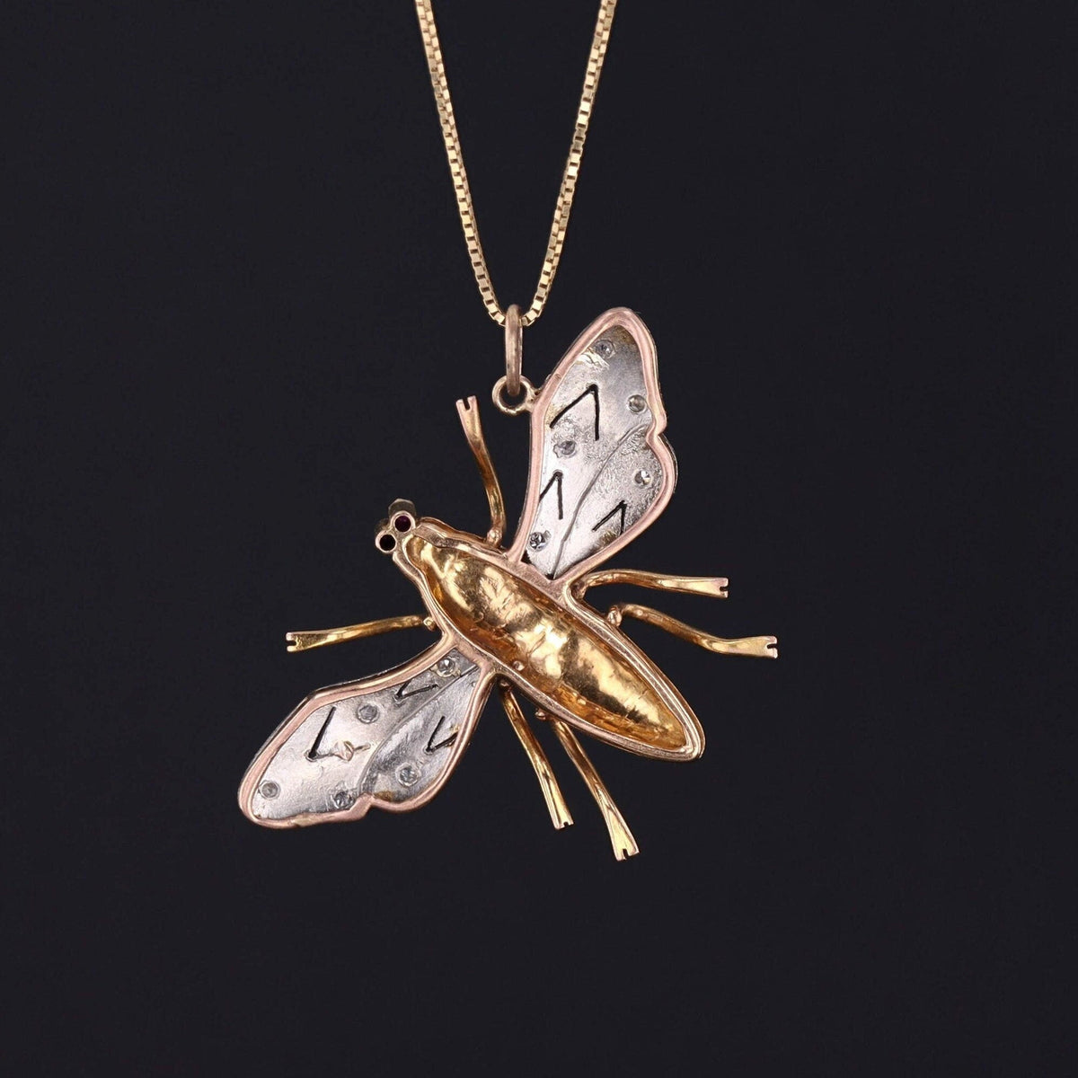 Vintage Diamond Bee Conversion Pendant of 14k Gold - Trademark Antiques