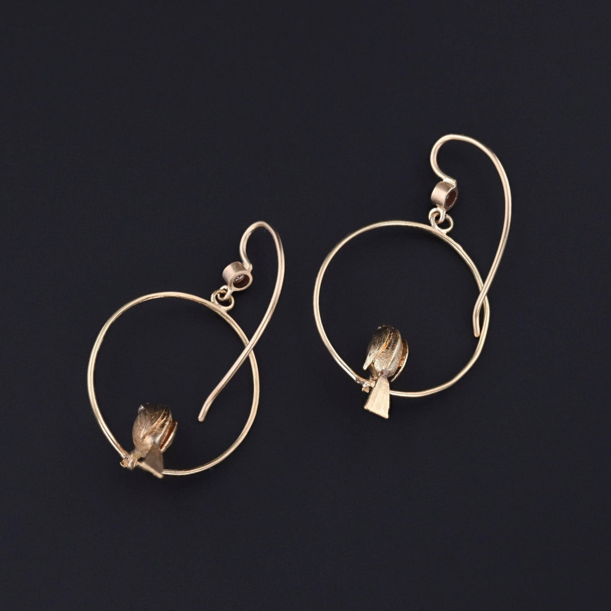 Vintage Diamond Bird Earrings of 14k Gold - Trademark Antiques