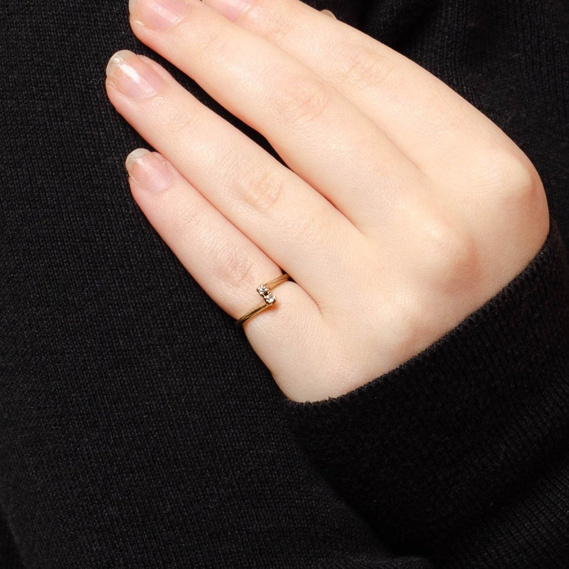 Vintage Diamond Bypass Ring of 10k Gold - Trademark Antiques