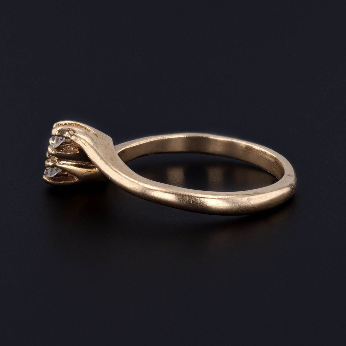 Vintage Diamond Bypass Ring of 10k Gold - Trademark Antiques