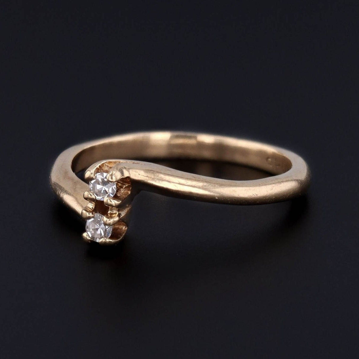 Vintage Diamond Bypass Ring of 10k Gold - Trademark Antiques