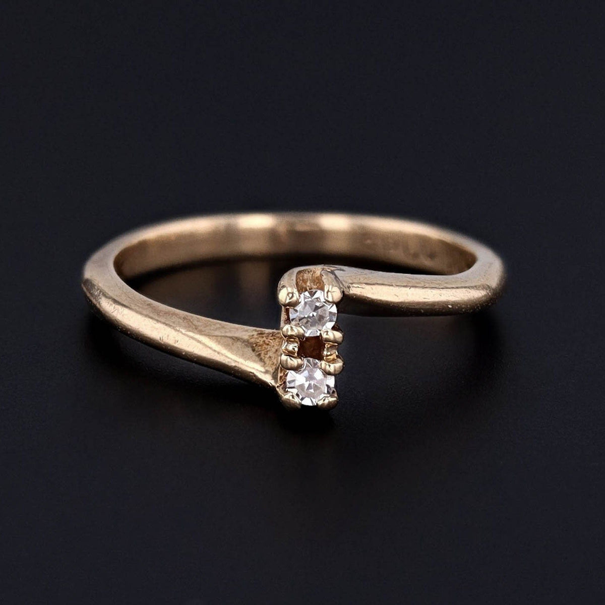 Vintage Diamond Bypass Ring of 10k Gold - Trademark Antiques