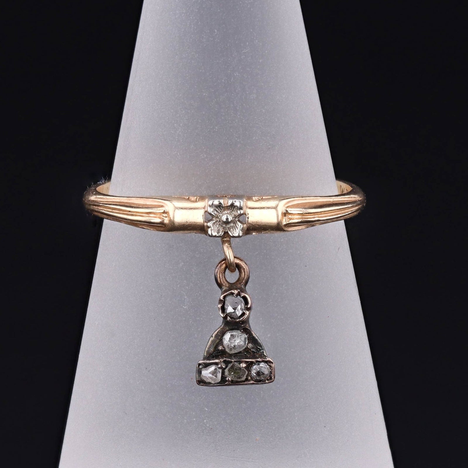 Vintage Diamond Charm Ring of 14k Gold - Trademark Antiques